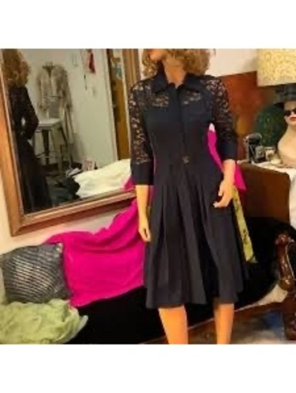Miss May retro black lace fit and flare dress size small